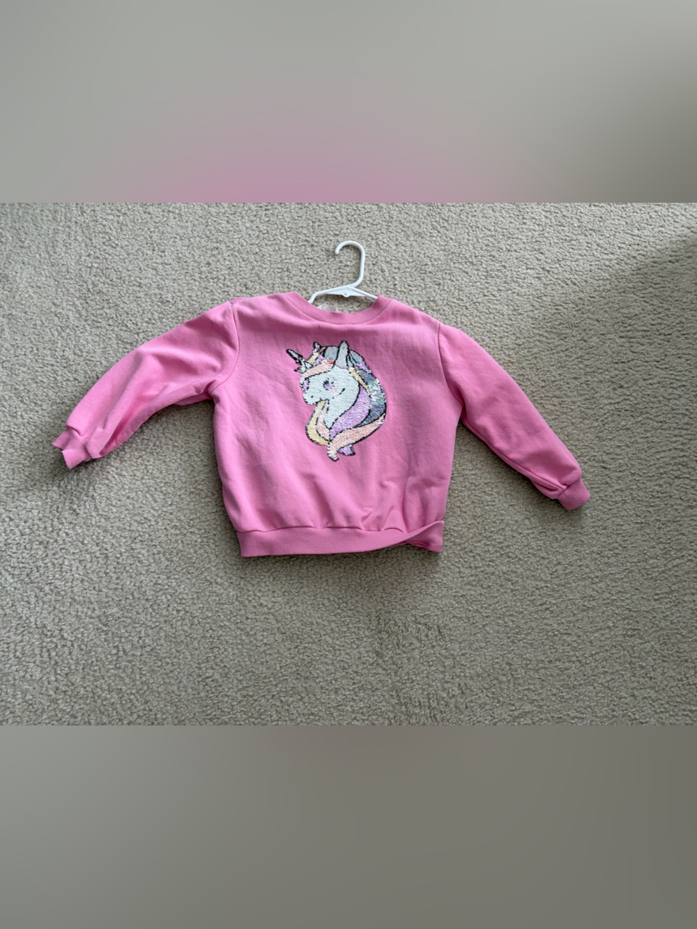 H&M Pink Sequin Unicorn Pullover